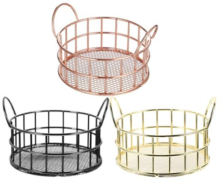 VILLCASE 3pcs Metal Wire Storage Baskets with Rounded Corners and Fine Mesh Bottom, Stable Open Storage Bins for Organizing Sunglasses and Snacks in Bedrooms or Bathrooms