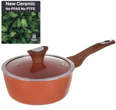 Casseruola con coperchio salmone New Ceramic (20 cm un manico)