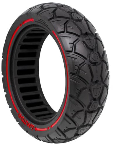 M365Lyon - Vollreifen, pannensicher, 10 x 2,75 (10 x 2,7-6,5 Zoll), für Roller UrbanGlide All Road 5, E-CROSSE MAX 2 x 2, Speedway 5 - Rockway - Crossover - Dualtron 3 (1 x rotes Bandzieher)