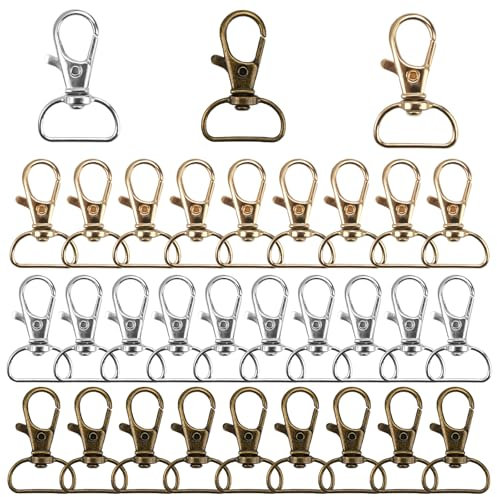 30 Pezzi Ganci Portachiavi,Gancio Girevole Portachiavi,Ganci per portachiavi,Gancio Portachiavi Fibbie Metallo Girevole,Catenacci Clip Aragosta per Borsa, Artigianato, Decorazione, Accessorio