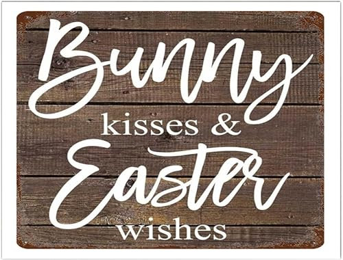 Wandschild mit Aufschrift Bunny Kiss And Easter Wishes We Decided On Forever, I Love You A And A Peck, Welcome Home, kein Verblassen, modischer Horror für Dankeschön und Wertschätzung, 14 x 20