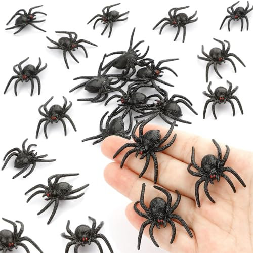 Ceeyoll 30 Stück Spinnen Halloween-Requisiten und Kunststoff-Spinnengestalten für Gruseliges Dekorations- und Partyspielzeug.