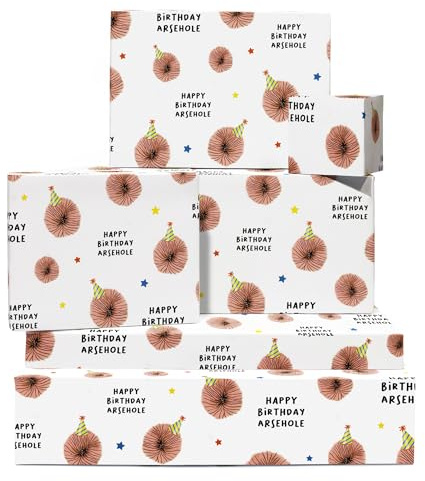 Unhöfliches Geschenkpapier – Happy Birthday A*sehole – lustiges Geschenkpapier für Männer, Ehemann, Freund, Bruder – recycelbar – von Central 23