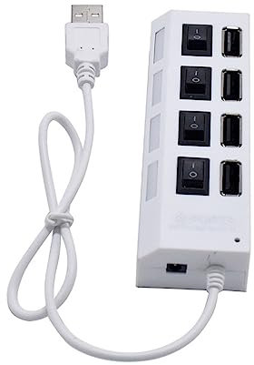 Mikikit Multi Usb Port Expander Usb Hub 4 Sockets Usb 2.0 Divider for Pc Laptop Keyboard Mouse Travel Office