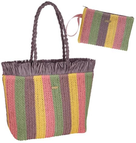 Camomilla Milano Set Borsa Mare Donna + Busta, Collezione Crochet, Colore Lilla