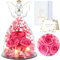Cadeaux de Roses Eternelles pour Femmes, Cadeau Femme Roses Préservées dans des Figurines d'ange en Verre, Anges de Fleurs pour Maman Grand-mère, Epouse, Sœur, Petite Amie (Rose)