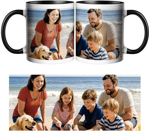 Tazza Personalizzata con 1 Foto,Tazza in Ceramica Personalizzabile con Stampa che Non Sbiadisce,Regalo Originale per Festa del Papà,Mamma,Compleanno e Occasioni Speciali