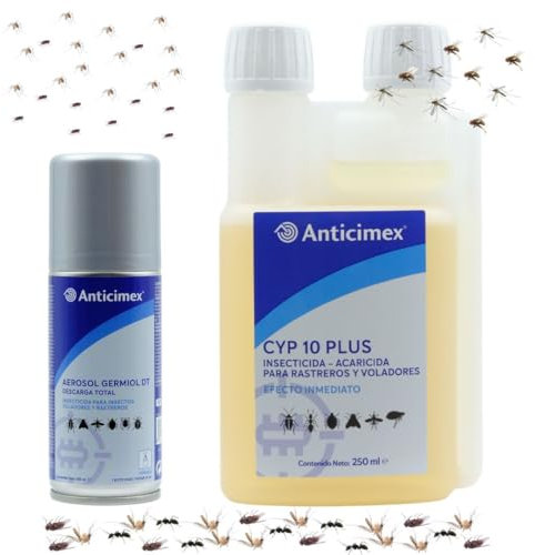 Anticimex | Pack CIPERGEN y GERMIOL | Insecticida Profesional Interior y Exterior | Concentrado con Cipermetrina y Bomba Descarga Total | Elimina Mosquitos, Cucarachas, Chinches y Más
