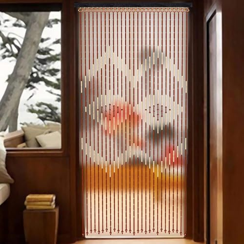 DUOSAMY Bambus Perlen Türvorhang Bambusvorhang Holzvorhang 90x175cm Fadenvorhang Zimmer Perlen Deko Perlenvorhang Raumteiler Fenster Jalousie Insektenschutz