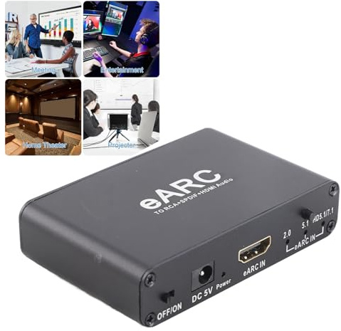 LICAEVEY Extracteur de Son EARC ARC, Sortie Optique HDMI 3.5mm, Adaptateur Audio HiFi 24 Bits 192KHz pour HDTV vers Amplificateur de Haut-parleur