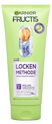 Garnier Fructis Locken Methode Spülung, Conditioner für alle Lockentypen, 14%-Feuchtigkeits-Komplex mit Hyaluron & Shea-Fettsäuren, mehr Feuchtigkeit, für geschmeidigeres Haar, ohne Silikone, 200 ml