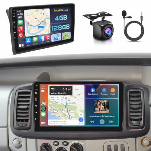 Hikity 4G+128G Android 15 Autoradio 10,1 pour Renault Trafic CarPlay | Wireless CarPlay. Android Auto. WiFi. FM/RDS. BT. Caméra + MIC
