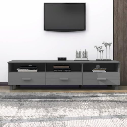 Generico Mobile TV HAMAR Grigio Scuro 158x40x40 cm in Legno di Pino,Mobili TV-340474