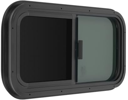 Fenetre Camping Car, Moustiquaire Coulissante, Fenêtre Van Aménagé, 60x30cm, Verre Trempé, Cadre Alu, 25% Transmission, Verrouillage Sécurité, Double Montage, pour Camping Car, Caravane