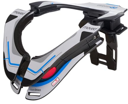 Moveo Motocross-Protektor Nacken | MX MTB Mountainbike | 2 Zonen zum Einstellen, 2 Vorderpolster, Front-Verschlussmechanismus | Concept Neckbrace Shocker | Erwachsene | Schwarz Weiß | One Size