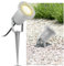 SSC-LUXon LED Gartenstrahler mit Erdspieß für außen in silber/grau Gartenleuchte Kopf schwenkbar mit 3W GU10 LED Lichtfarbe warmweiß