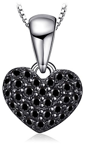 JewelryPalace Herz Liebe Echte Schwarz Spinell Ketten Anhänger 45CM, Rote Schmuck Set, Liebe Halskette Damen Silber 925 Collier Damen Edelstein Mädchen, Schmuck mit Stein Frauen Valentinstag