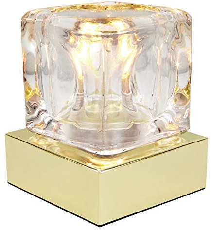 Ambient Glass Ice Cube Touch Dimmable Table Lamp Gold Base with G9 Bulb M0110