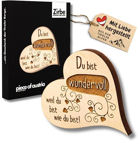 sagl.tirol Zirbenherz Mini in hochwertiger Verpackung (Du bist wundervoll…)