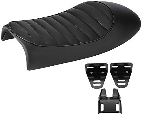 Akozon Motorrad Sitzkissen PU Leder Vintage Schwarz | wasserdicht nicht verblassend komfortabel Retro Style Motorradfahrer Sitzverbesserung