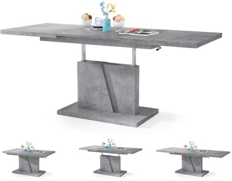 Moderner Esszimmertisch Grand - Esstisch - bis 180cm ausziehbar – höhenverstellbar - Küchentisch - Kitchen Table - 120x70cm - 05 - Beton