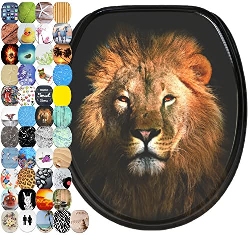Sanilo Abattant WC Frein de Chute Soft Close - Grande sélection - Finition de Haute qualité - Fixation Facile (Lion)