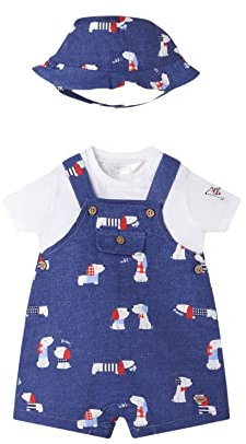Mayoral 22-01644-027 - Set Latzhose mit Mütze für Baby - Jungen 2-4 Monate (65cm) Blue Star