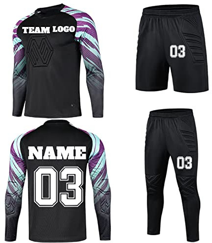 LJYTMZ Torwarttrikot Kinder Erwachsene mit Namen Nummer Team Torwartset Benutzerdefiniert Torwart Trikots Heim/Auswärts Jersey Kinder Erwachsenen Fußballtrikot Geschenk
