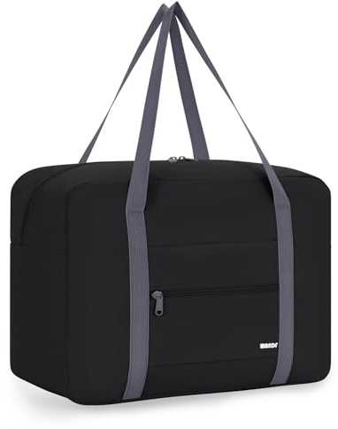 Ryanair Handgepäck 40x20x25cm Handgepäck Tasche für Flugzeug Reisetasche Klein Faltbare Sporttasche Weekender Handgepäck Koffer für Herren und Damen von WANDF (UK-Schwarz 20L)