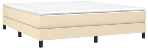 vidaXL Bettgestell, Polsterbett Bett für Schlafzimmer, Bettrahmen mit Lattenrost, Schlafzimmerbett Doppelbett, Creme 180×200cm Stoff
