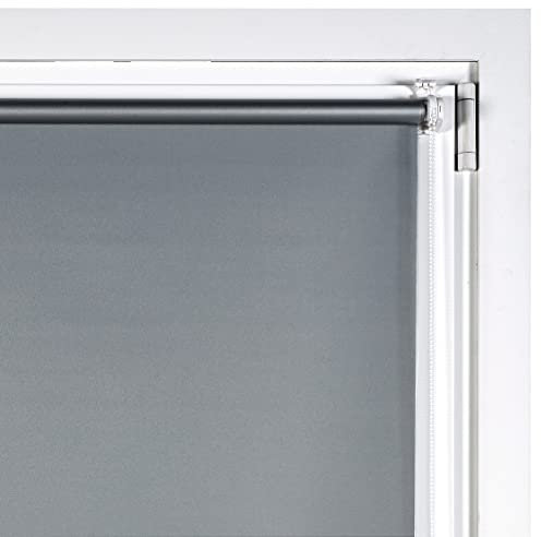 Estores Basic - Estor Opaco, Estor Enrollable instalación sin Tornillos, Ideal para Ventanas abatibles, Gris Plata, 60x180cm