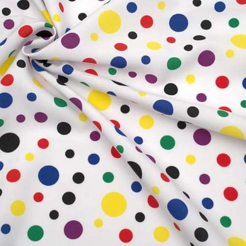 STOFFKONTOR Modestoff Dekostoff universal Stoff Clowns Tupfen - Meterware, Farbe Multicolor - Öko-Tex Standard 100 - zum Nähen von Bekleidung, Dekorationen UVM.