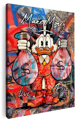 Artmazing | Dagobert Duck Bild bunt | S-Art Bilder | Dagobert Duck Bilder Modern | Coole Wandbilder Wohnzimmer | Wandbild Dagobert Duck Deko XXL | Bild Leinwand XXL | Dagobert Duck Bilder Wand