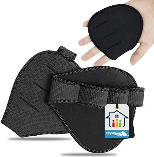FlyWave Griffpolster 2 Stück, Neopren Griffpads, Schwarz Fitness Griffpolster, Anti-Friction Griffpads Krafttraining für Gewichtheben, Klimmzüge