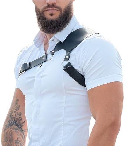 Men's Leather Chest Harness Body Chain Adjustable Gothic Vest Shoulder Armors Strap Steampunk Belt Rave Clubwear Costume
