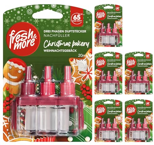 Fresh & More Nachfüller für 3Volution Christmas Bakery (6er Pack) 20ml | Lufterfrischer, Raumduft-Nachfüllflakons, süßes Gebäckaroma.