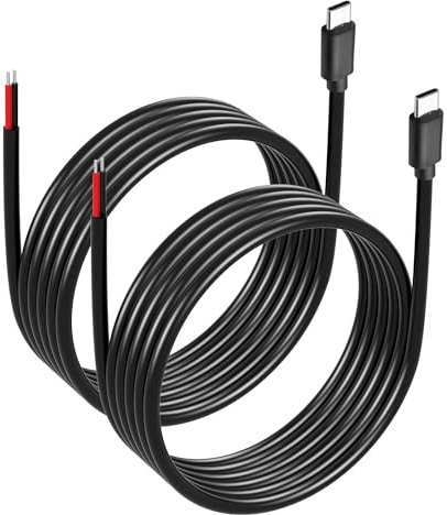 GINTOOYUN 2PCS 2M/78.74Inch USB C to 2-Pin Bare Wire Cable 5V/3A USB Type C Male Plug 2 Pin Bare Wire Open End Power Cable(2m)
