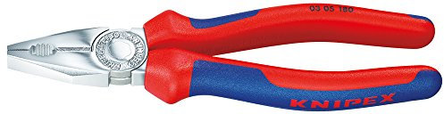 KNIPEX 03 05 180 Kombizange verchromt mit Mehrkomponenten-Hüllen 180 mm