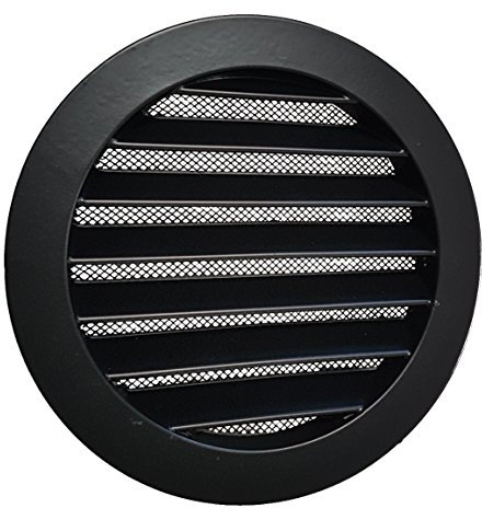 Grille de Protection Noir Météo DN 125 mm Grille d'aération Ronde avec moustiquaire Aluminium, Noir