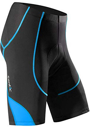 Santic Radlerhose Herren Kurz mit Sitzpolster Radhose Herren Kurz Fahrradhose Herren Gepolstert Radshorts Herren mit Polster Blau EU L