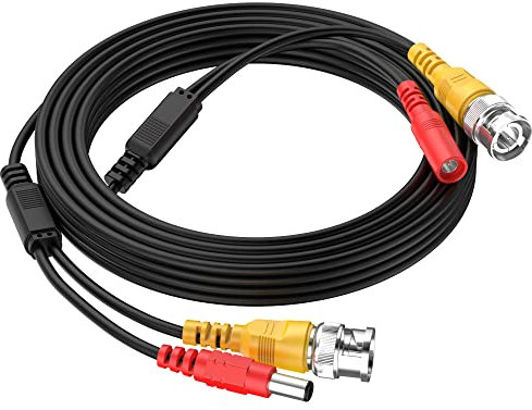 EKYLIN 16FT 5M Pre-Made 2-in-1 BNC Video + Power DC Extension Cable for CCTV Security Camera Home Surveillance Closed-Circuit TV System