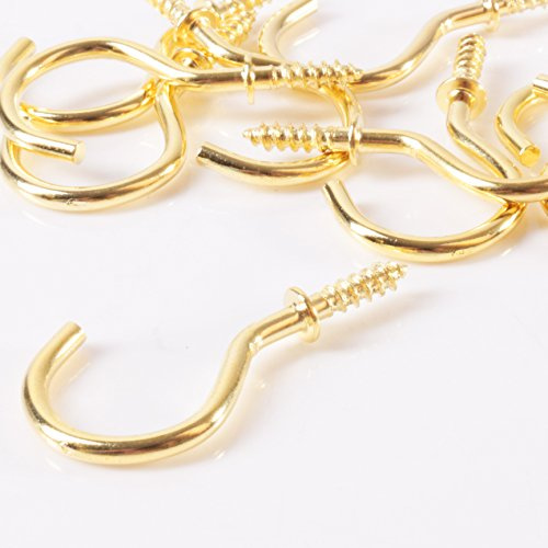 100x Heavy Duty Polished Brass Cup Hooks 32mm