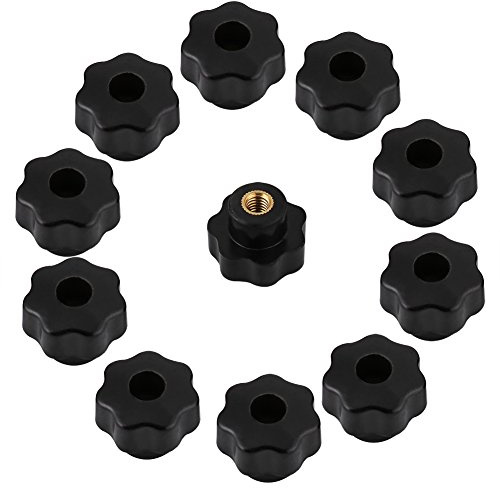 Walfront 10 Stück Innengewinde Star Knöpfe, Universal Schwarz Kunststoff Star Kopf Spannbereich Muttern Knauf Grip Griff, durch Loch für Werkzeug, M6 * 25