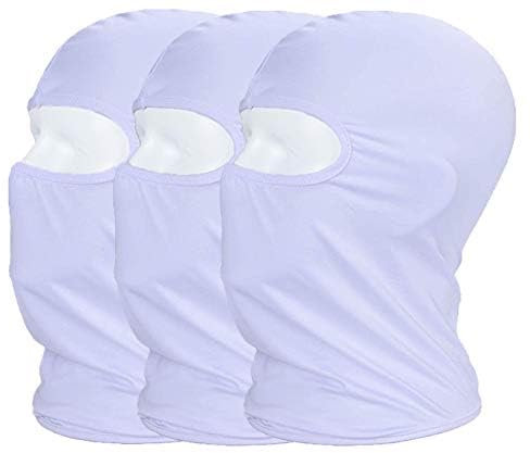MAYOUTH Sturmhaube Balaclava UV Schutz Gesichtsmasken für Radfahren Outdoor Sports Vollgesichtsmaske Breath, Weiß 3er Pack, M