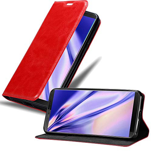 Cadorabo Hülle kompatibel mit Cubot J3 aus Premium Kunst Leder Flip Klappbare Stoßfeste Magnetische [Standfunktion] [Kartenfächern] Cover Hülle für Cubot J3 Tasche in Rot