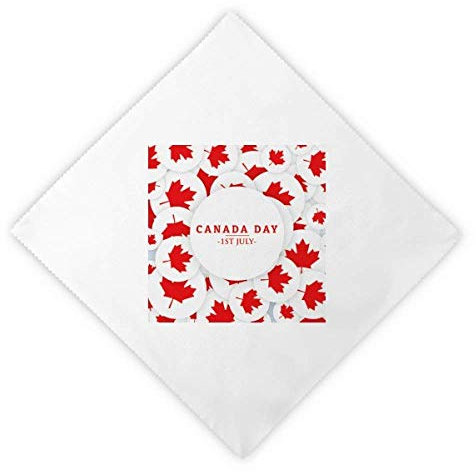 DIYthinker 4. Von Juli Maple Blatt Frohliche Canada Tag Dinner Servietten Mittagessen Weiß Wiederverwendbare Tuch 2Pcs 18.5 Zoll x 18.5 Zoll Mehrfarbig