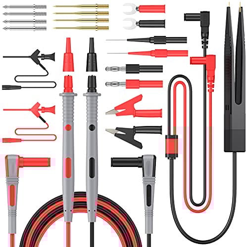 Proster Kit 23 in 1 Puntali per Multimetro Test Lead Circuito Tensione con Clip Alligatore Sonda Tester Grabber a Molla, Spina a Banana ed a Forcella, Clip di Prova Patch SMD