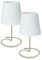 Trango 2er Pack 2018-25W Nachttischlampe *WHITE* Tischlampe mit Stoffschirm in Weiß inkl. je 1x E14 Fassung Fensterbanklampe, Schreibtischlampe L: 20cm – B: 10cm - H: 30cm ohne Leuchtmittel