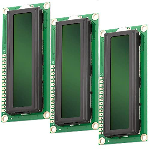 AZDelivery Compatible with HD44780 1602 16x2 Serial LCD Black Character Green Backlight Display Board 3.3V 5V compatible with Arduino and Raspberry Pi Including E-Book! (Pack of 3)