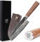 YOUSUNLONG Coltelli Santoku - Coltelli da chef Lama di 180mm - Coltello asiatico in acciaio Damasco giapponese VG10 martellato - Manico in legno di noce naturale con pelle